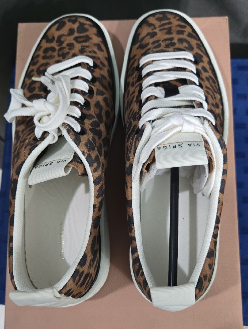 WEEKEND SALE! Via Spiga Leopard-Print Platform Lace-Up Sneakers - Brown & White - Picture 6 of 12